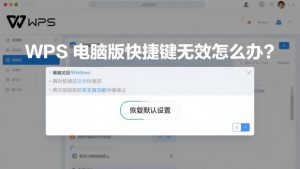 WPS网页版快捷键失效？恢复默认操作方法详解
